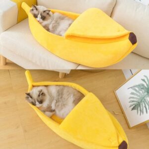 Semi Enclosed Banana Shape Cat Bed